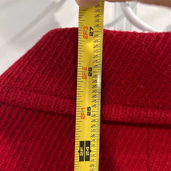 Ann Taylor Wool Infused Short Pea Coat Size L Holiday Red Winter Tweed Festive - Picture 8 of 10